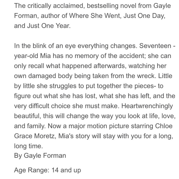 Gayle Forman If I Stay Young Adult Teen Book - Picture 6 of 7